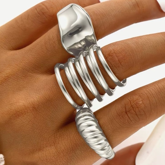 Set of 3!! Silver Spiral Statement Ring Along with 2 other - Picture 3 of 3